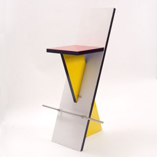 Tribute to Mondriaan: Enrico Castellani prototype for stool 34x34x43 cm - wood
