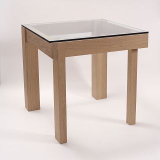 Tribute to Mondrian: Albert Rubens asymmetrical table 70x70x70 cm - wood and glass