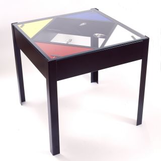 Tribute to Mondriaan: E.R. Nele - table 70x70x70 cm - iron and glass